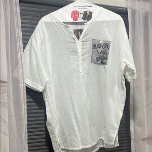 White Casual Button Down Shirt Relaxed Fit